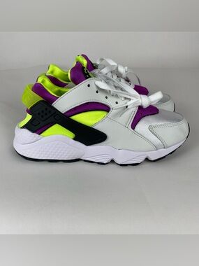 New Nike Air Huarache Magenta Purple White Neon Yellow Black Men's 7.5